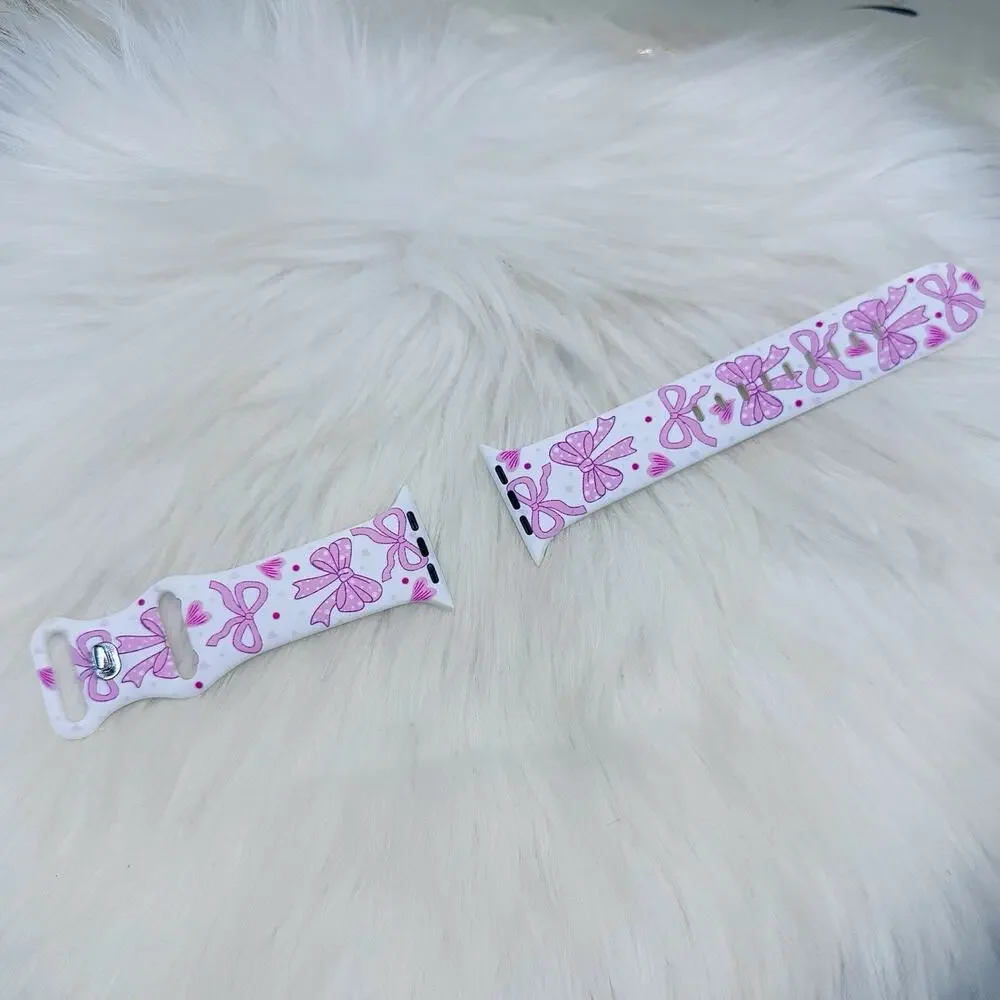 New Pink Bows Design Watch Band For Apple Watch 38mm / 40mm / 41mm